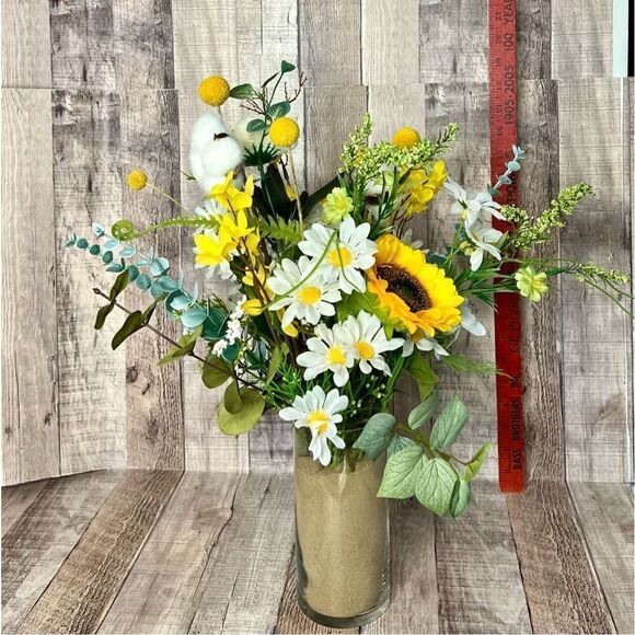 Sunflower Daisy Eucalyptus Floral Arrangement Baby Wedding Birthday Family Reuni - Picture 11 of 15